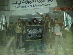 "Rebels" in Kassab, from http://asbarez.com/121007/reports-cite-80-dead-in-kessab-churches-desecrated/